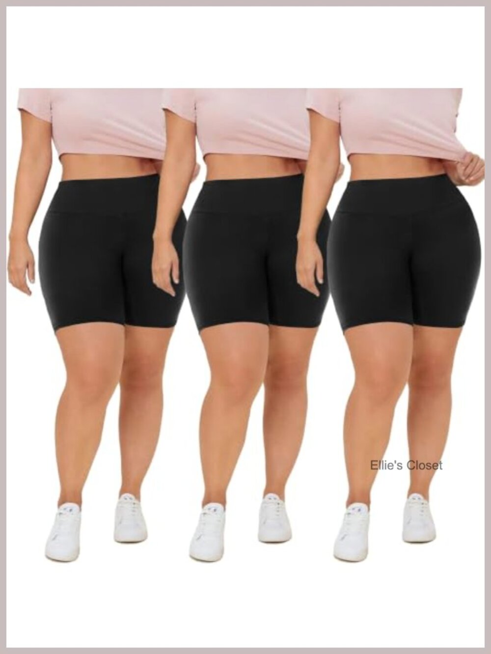 Plus Size 8" High Waisted Biker Shorts 3 Pack with Pockets Yoga Workout